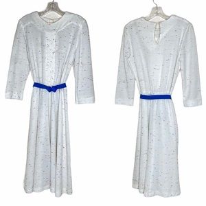 Vintage Dress A Line White 80s Midi Belted Size 8